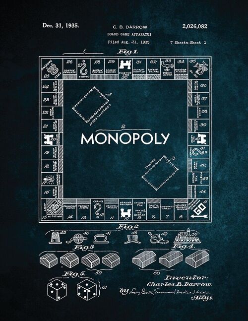 Tableau sur Toile Monopoly 30 X 40