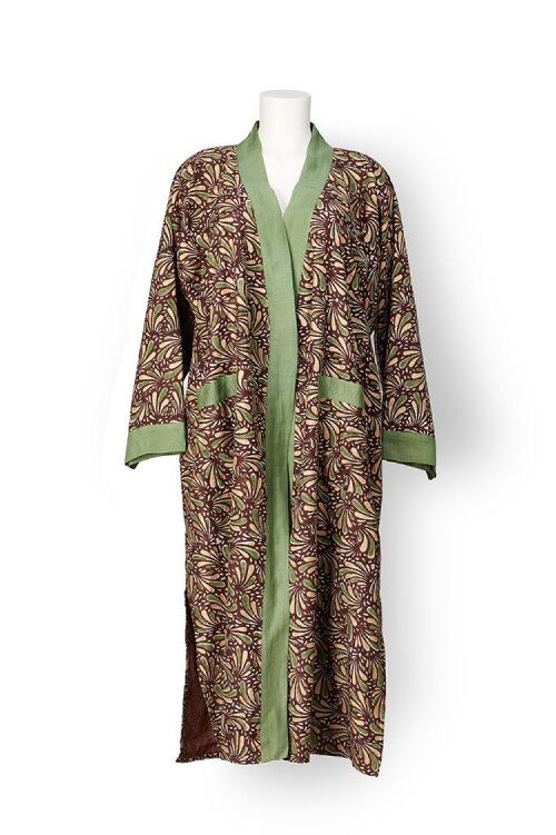 Kimono 'Diaghilev' Chocolat, Olive & Gold
