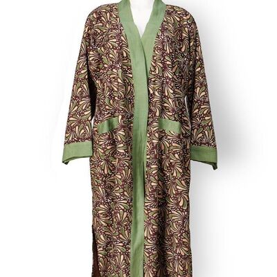 Kimono 'Diaghilev' Schokolade, Olive & Gold