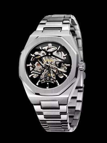 Pririo Watch montre automatique look squelette avec fond en verre 1