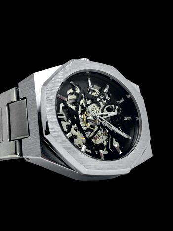 Pririo Watch montre automatique look squelette avec fond en verre 2