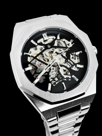 Pririo Watch montre automatique look squelette avec fond en verre 4