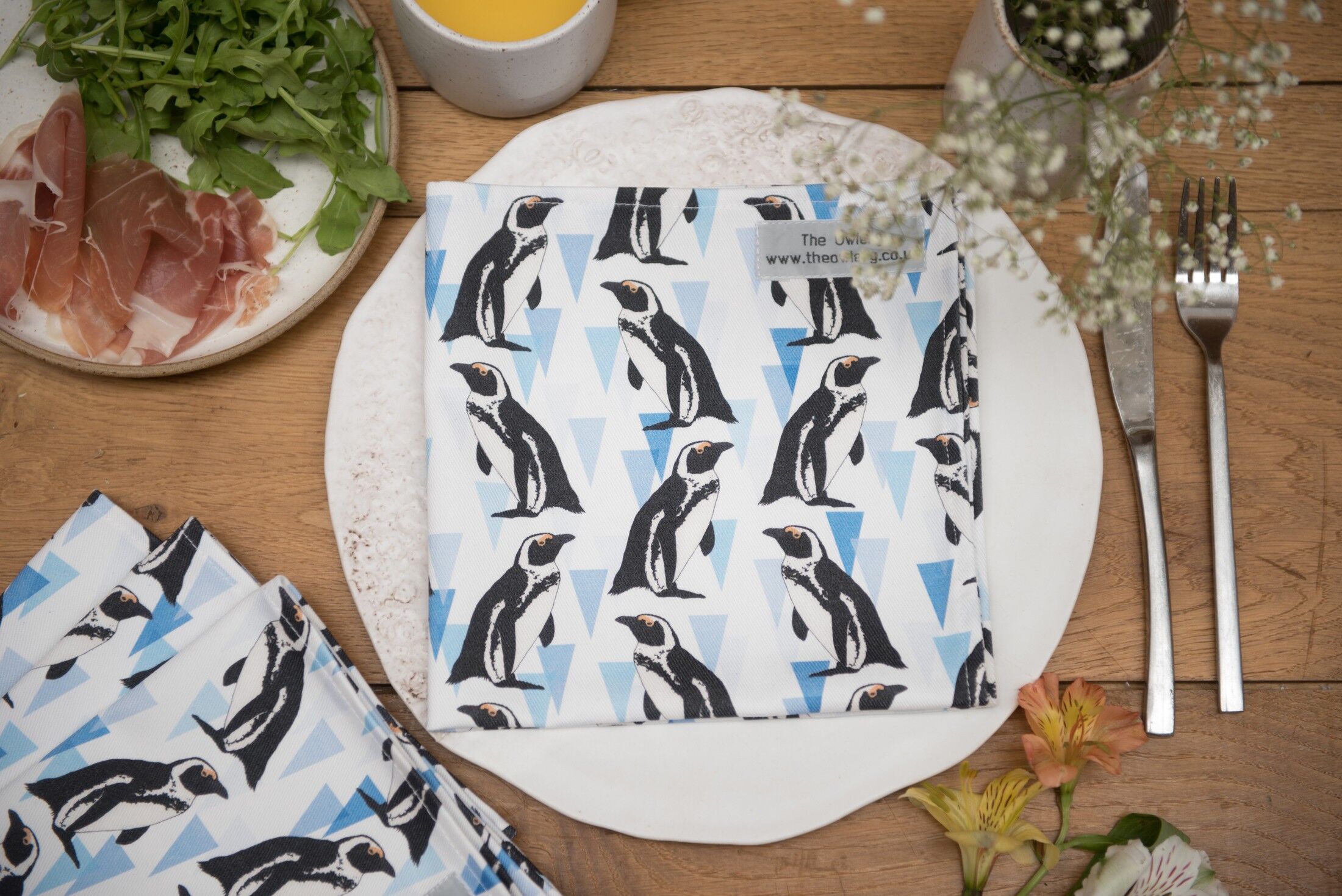 African Penguin Print Set of 2 Napkins