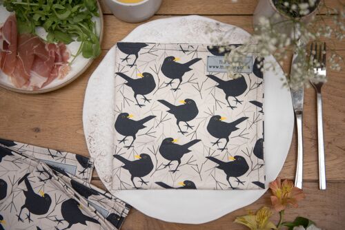 Blackbird Print Set of 2 Napkins