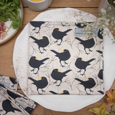 Blackbird Print Set of 2 Napkins