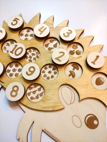 Jouet de hérisson de forêt de puzzle en bois, nombre de comptage avec le hérisson, jouet d'apprentissage pour les enfants, les tout-petits et les bébés, Waldorf Montessori 4