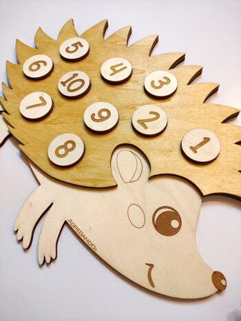 Jouet de hérisson de forêt de puzzle en bois, nombre de comptage avec le hérisson, jouet d'apprentissage pour les enfants, les tout-petits et les bébés, Waldorf Montessori 7