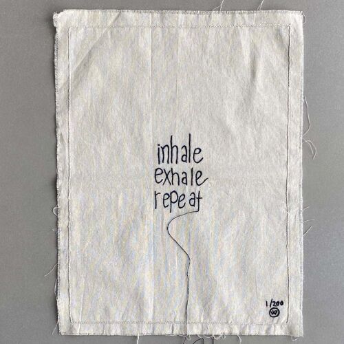 stitched art 'inhale exhale repeat'