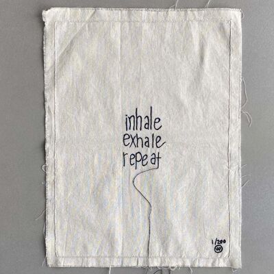 stitched art 'inhale exhale repeat'