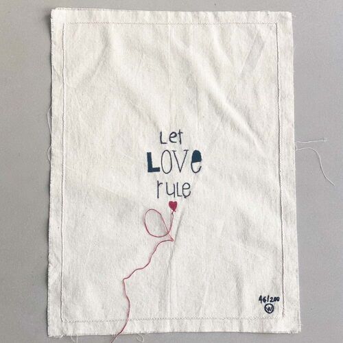 stitched art 'let love rule'