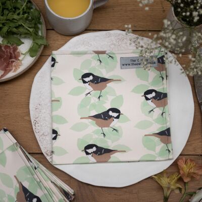 Coal Tit Print Set of 2 Napkins