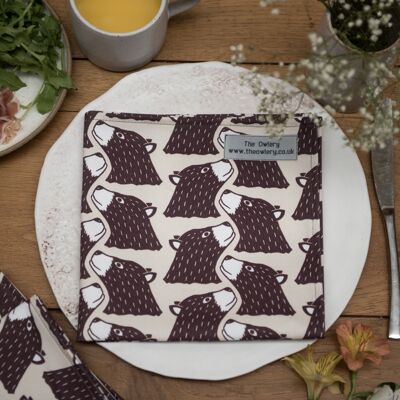 Bear Print Set of 2 Napkins