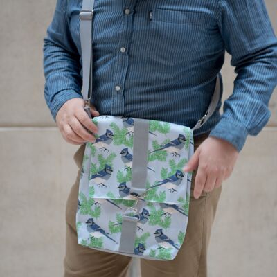 Bolso mensajero con estampado Blue Jay