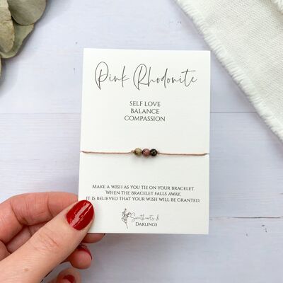 Pink Rhodonite - Miniature Wish Bracelet
