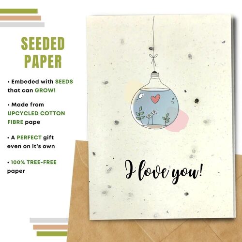 Handmade Eco Friendly Love Cards | Valentine's Day Cards | Love Greeting Cards |Pack of 8 Greeting Cards | Made With Plantable Seed Paper, Banana Paper, Elephant Poo Paper, Coffee Paper, Cotton Paper, Lemongrass Paper and more | Love Bulb