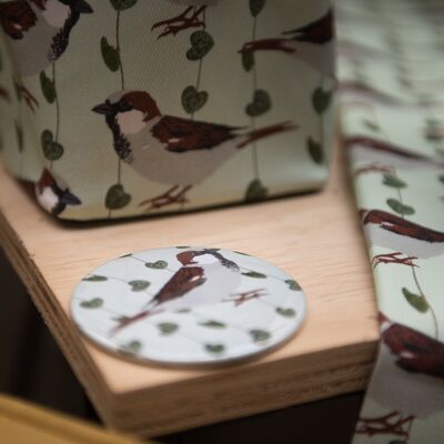 Taschenspiegel mit House Sparrow-Print