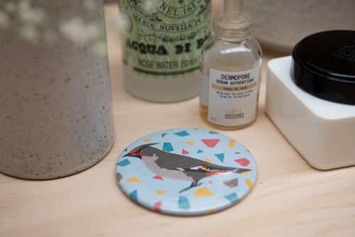 Waxwing Print Pocket Mirror
