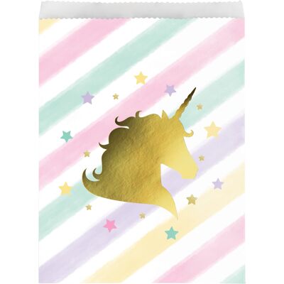 Sacchetti di carta per dolcetti grandi con brillantini di unicorno timbrati