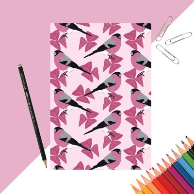 Cuaderno con estampado de camachuelo