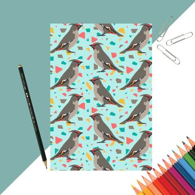 Taccuino con stampa Waxwing