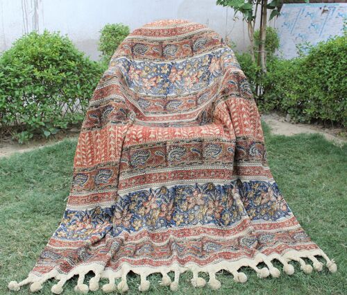 Hand Block Printed Cotton Throw Blanket