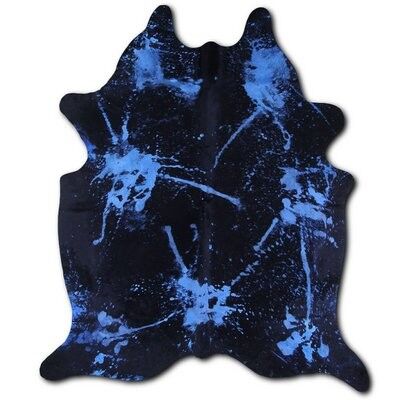 Euroskins Cowhide - Alfombra - Negro teñido de azul - 213x197 - Calidad premium - Mitchell