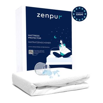 Protège-matelas imperméable ZenPur Lit simple 90x190-200 cm - Housse de matelas simple hypoallergénique, anti-acarien, antibactérienne 1