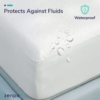 ZenPur Protège-Matelas Imperméable Lit Double Équipé 140x190-200 cm - Housse de Matelas Hypoallergénique, Anti-acarien, Antibactérienne Lit Double 2