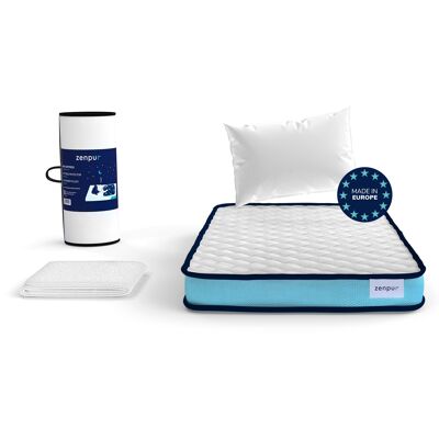 Colchón de espuma viscoelástica ZenPur 3 en 1, almohada para niños y protector de colchón de bebé antiácaros