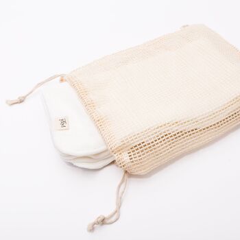 Lingettes lavables en bambou avec sac en coton 3