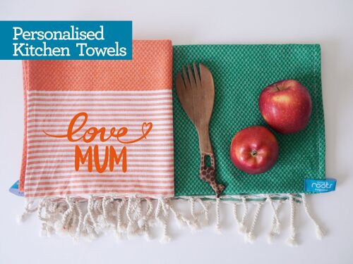 HAPPY Personalised Tea Towels - Orange