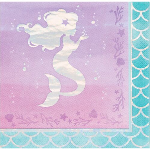 Mermaid Shine Lunch Napkins 3 ply Iridescent Foil Stamped