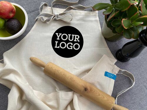 Custom Logo Name Printed Apron - Beige