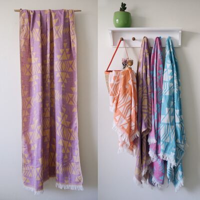 AZTEC Beach Towel & Peshtemal - Purple & Yellow