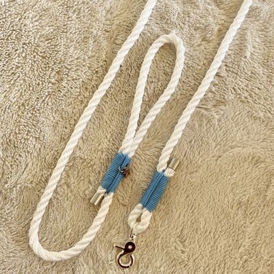 HOKKAIDO TWIST LEASH - WHITE & BABY BLUE