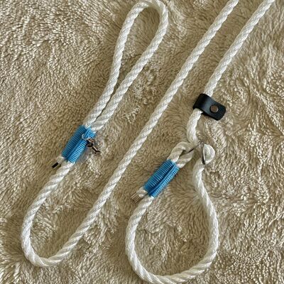 Laisse lasso twist kishu - blanc & baby blue