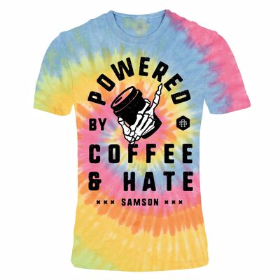 Powered By Coffee and Hate camiseta con efecto tie dye