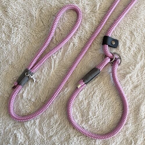 Laisse lasso kishu - granny pink & charcoal grey