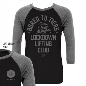 T-shirt de baseball d'anniversaire d'un an du Lockdown Lifting Club