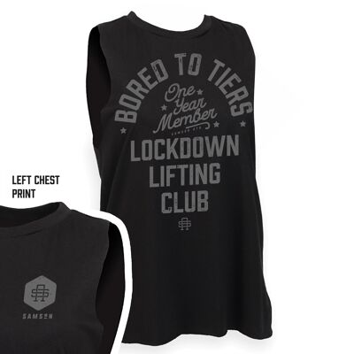 Camiseta sin mangas para mujer del primer aniversario de Lockdown Lifting Club