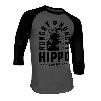 Hippopotame affamé affamé - Tshirt de baseball
