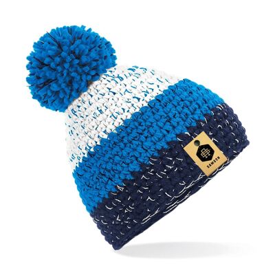 Freestyle POM POM Beanie - White/ Azure Blue/ Oxford Navy