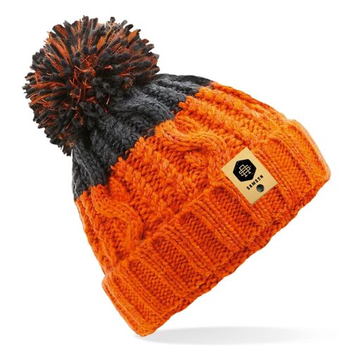 Apres POM POM Beanie - Orange/Grey