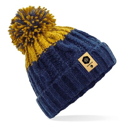 Apres POM POM Beanie - Navy/Mustard