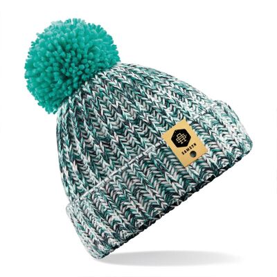 Twist Knit Pom Pom Beanie - Turquoise