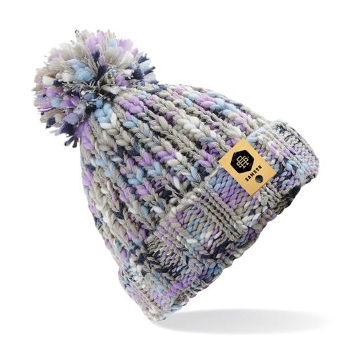 Twister Pom Pom Beanie - Lavender