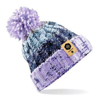 Gorro de rayas con pompones - Lavender Fizz