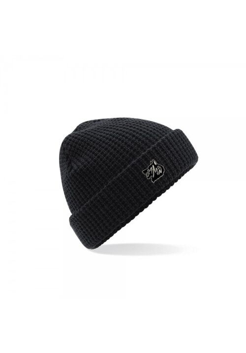 Waffle knit beanie - black