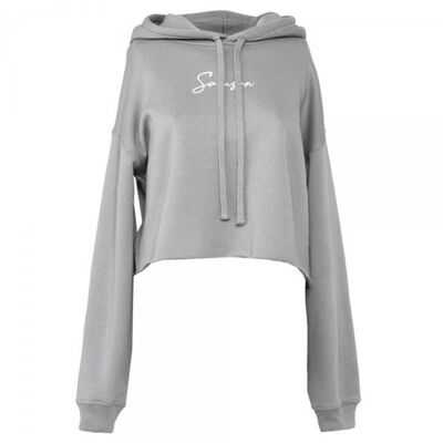 Signature crop hoodie - storm grey