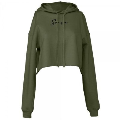 Signature crop hoodie - olive